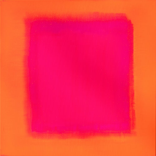 Pink-Magenta in Orange Colorfieldpainting de Stanko Ropić, Pintura a la venta en Singulart