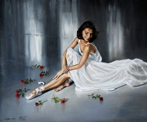 The lover of roses van Serghei Ghetiu, Schilderij te koop op Singulart