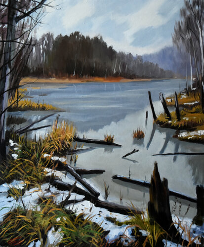 The last snow van Serghei Ghetiu, Schilderij te koop op Singulart