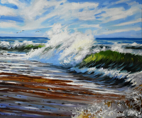 The crazy stormy sea von Serghei Ghetiu, Malerei kaufen auf Singulart