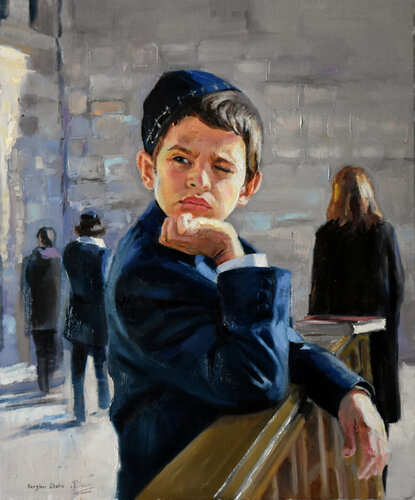 A portrait of a Jewish boy van Serghei Ghetiu, Schilderij te koop op Singulart