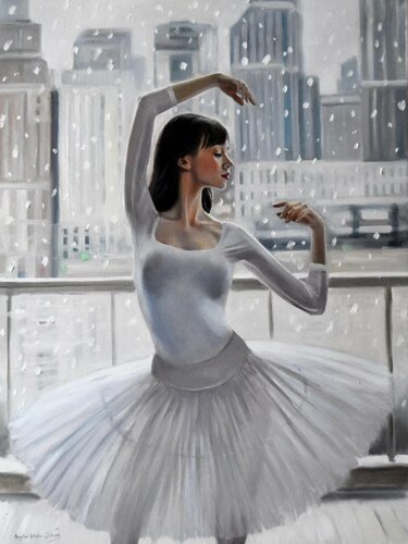 Ballerina, the winter dance van Serghei Ghetiu, Schilderij te koop op Singulart
