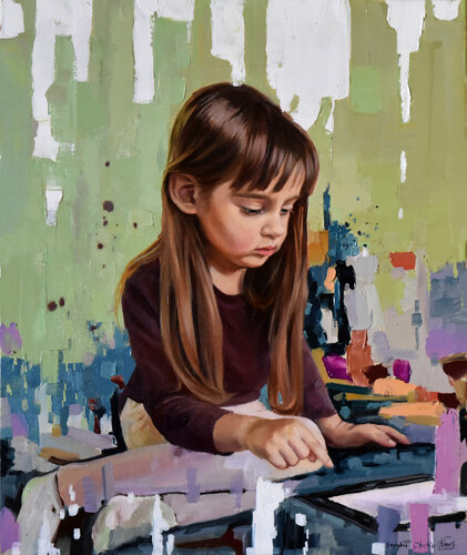 Isabelle discovers new cartoons van Serghei Ghetiu, Schilderij te koop op Singulart