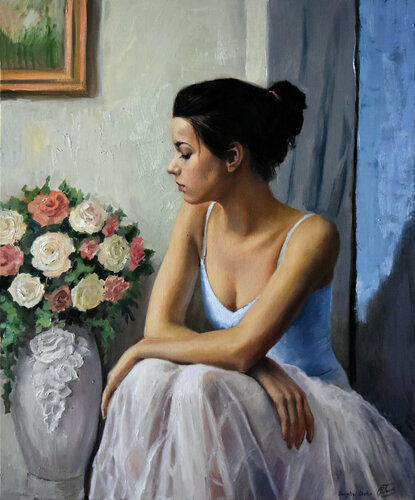 Portrait of the ballerina girl van Serghei Ghetiu, Schilderij te koop op Singulart