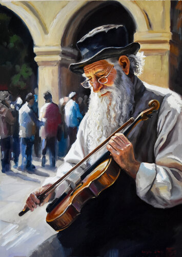 Joseph and his violin van Serghei Ghetiu, Schilderij te koop op Singulart
