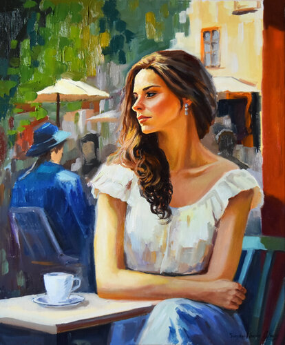 Woman summer portrait van Serghei Ghetiu, Schilderij te koop op Singulart