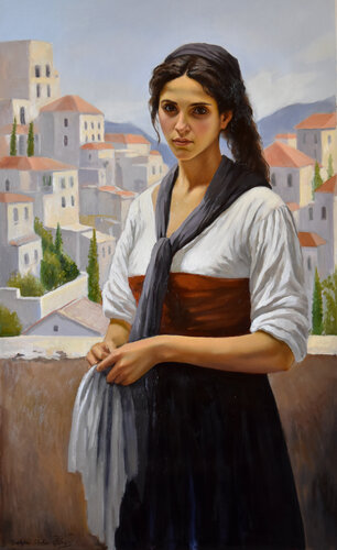 The Mediterranean girl di Serghei Ghetiu, Pittura in vendita su Singulart