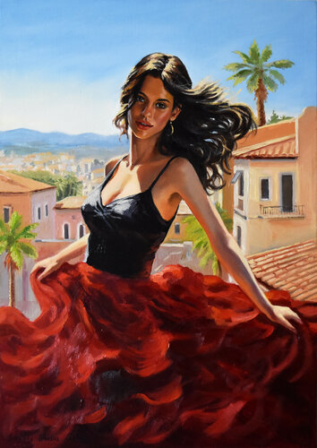 The Flamenco woman van Serghei Ghetiu, Schilderij te koop op Singulart