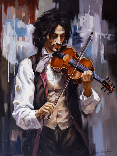 The passion of Niccolò Paganini II di Serghei Ghetiu, Pittura in vendita su Singulart