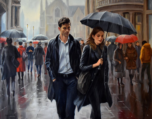 Dating in the rain von Serghei Ghetiu, Malerei kaufen auf Singulart