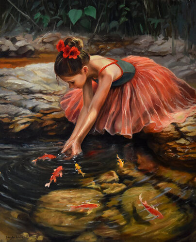 At the forest river van Serghei Ghetiu, Schilderij te koop op Singulart