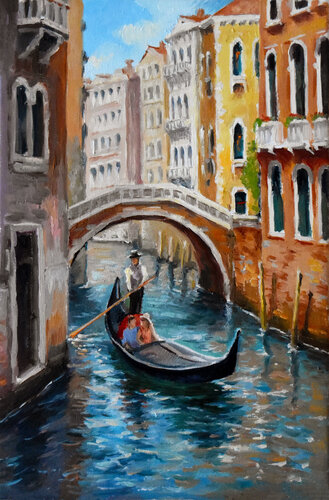 The busy day in Venice van Serghei Ghetiu, Schilderij te koop op Singulart