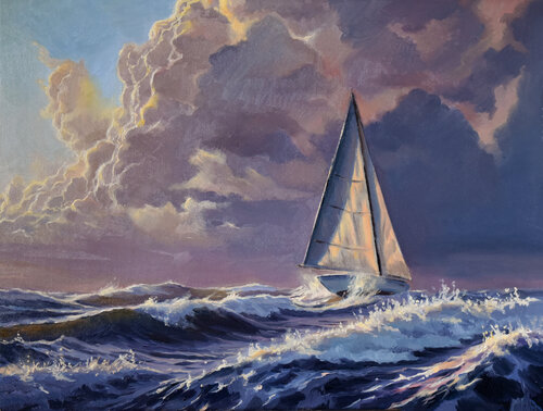 Against the sea wind IV van Serghei Ghetiu, Schilderij te koop op Singulart