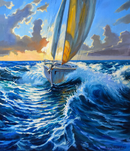 Against the sea wind V van Serghei Ghetiu, Schilderij te koop op Singulart