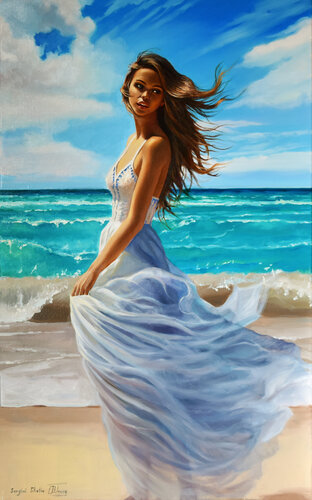 A GIRL WHO LOVES THE SEA II van Serghei Ghetiu, Schilderij te koop op Singulart