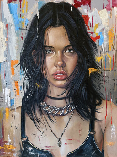 Contemporary girl portrait van Serghei Ghetiu, Schilderij te koop op Singulart