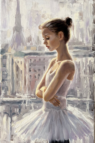 Ballerina girl in Paris van Serghei Ghetiu, Schilderij te koop op Singulart