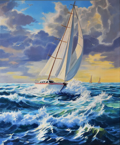 Against the sea wind IIV van Serghei Ghetiu, Schilderij te koop op Singulart