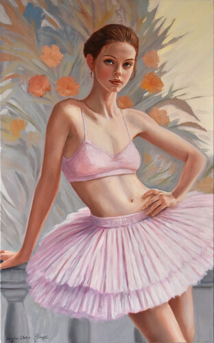 A ballerina in pink II van Serghei Ghetiu, Schilderij te koop op Singulart