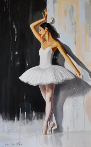 The white swan van Serghei Ghetiu, Schilderij te koop op Singulart