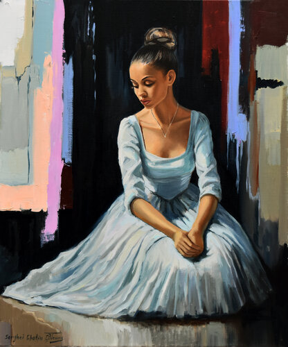 A ballerina portrait with dark background III van Serghei Ghetiu, Schilderij te koop op Singulart