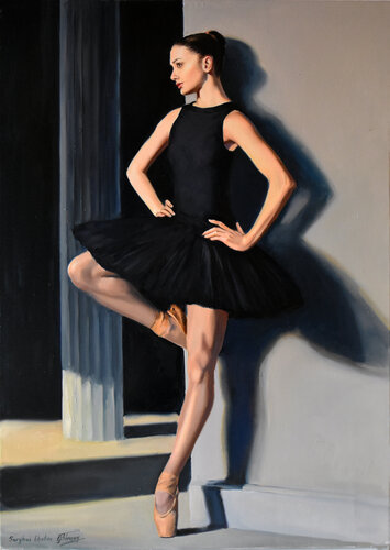 A ballerina black swan van Serghei Ghetiu, Schilderij te koop op Singulart