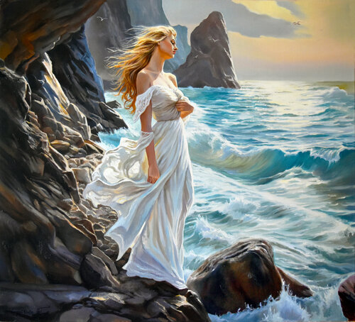 At the sunny sea van Serghei Ghetiu, Schilderij te koop op Singulart