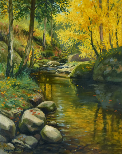 The autumn forest von Serghei Ghetiu, Malerei kaufen auf Singulart