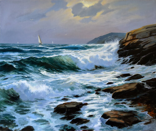 The silver sea van Serghei Ghetiu, Schilderij te koop op Singulart