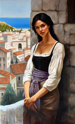 The Mediterranean girl V by Serghei Ghetiu, 油畫 for Sale on Singulart