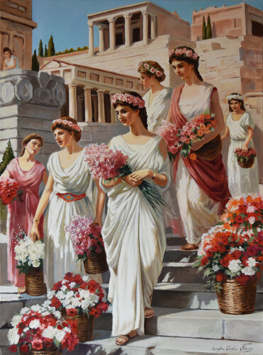 The flower sellers of ancient Rome von Serghei Ghetiu, Malerei kaufen auf Singulart