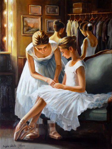 Ballerinas at the dressing room II von Serghei Ghetiu, Malerei kaufen auf Singulart