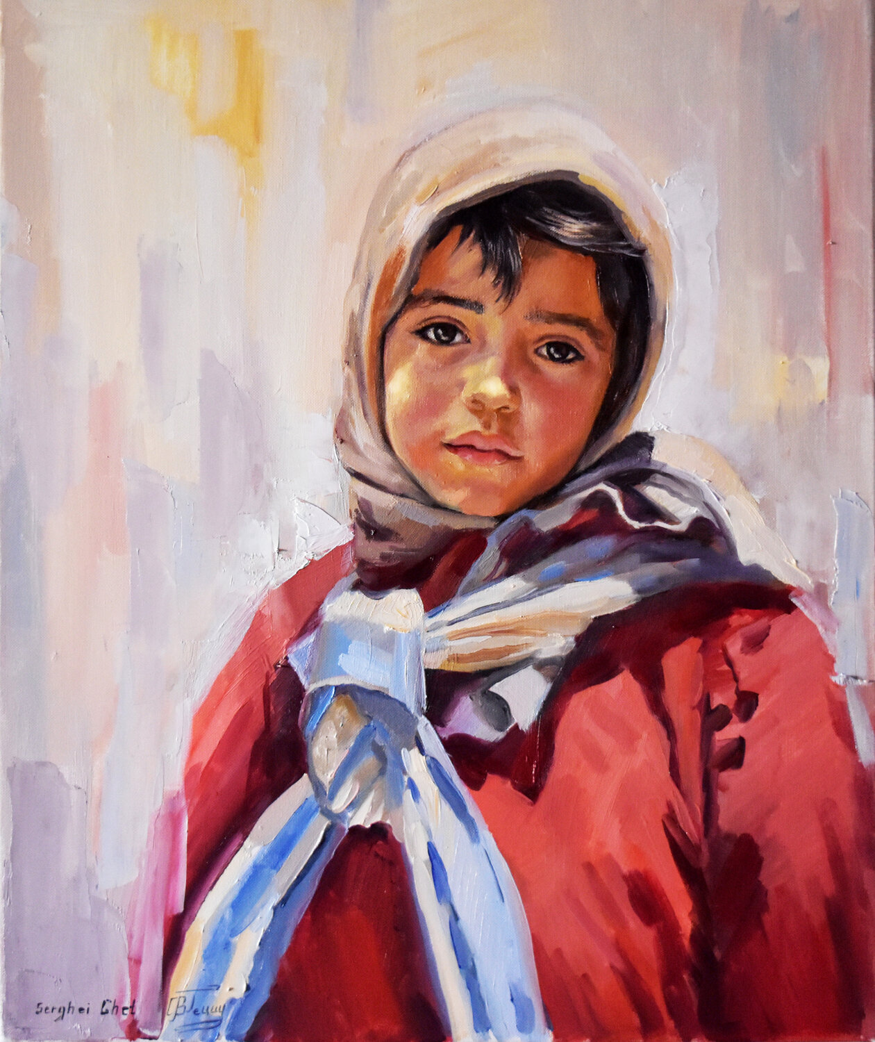 Portrait study, a girl from the East Serghei Ghetiu Originalgemälde zu verkaufen