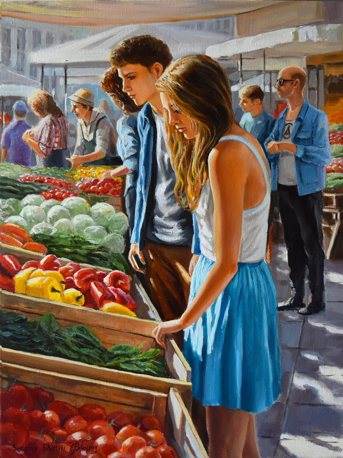 Om the market Serghei Ghetiu Dipinto originale in vendita