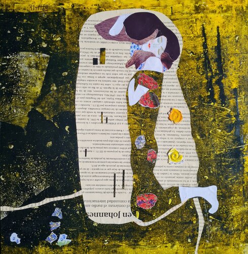 Homenaje a "EL BESO" de Klimt 22 01 par Rosario De Mattos, Œuvre sur papier en vente sur Singulart