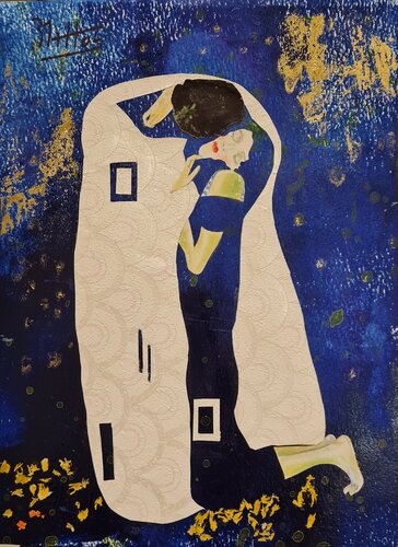 Homenaje a "EL BESO" de Klimt 22 03 by Rosario De Mattos, Work on Paper for Sale on Singulart