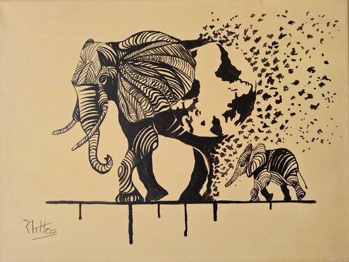 SU DESTINO : NUESTRO DESTINO 24 5 Elefante von Rosario De Mattos, Malerei kaufen auf Singulart