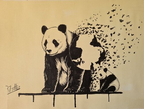 SU DESTINO : NUESTRO DESTINO 24 10 (OSO PANDA ,EXTINCIÓN) di Rosario De Mattos, Pittura in vendita su Singulart