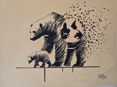 SU DESTINO: NUESTRO DESTINO 25 1 (Extinción del Oso polar) van Rosario De Mattos, Schilderij te koop op Singulart