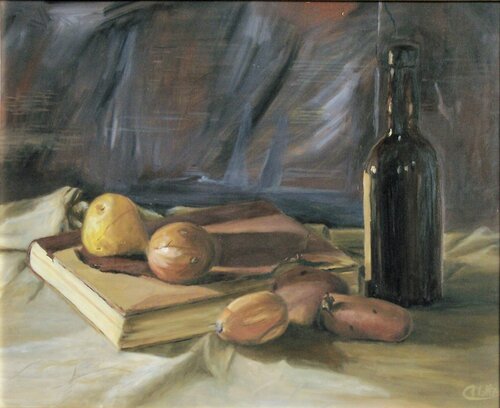 BODEGÓN CON PAPAS Y CEBOLLAS par Rosario De Mattos, Peinture en vente sur Singulart