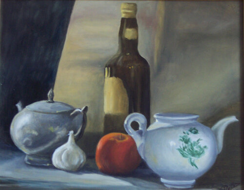 BODEGÓN CON DOS TETERAS par Rosario De Mattos, Peinture en vente sur Singulart