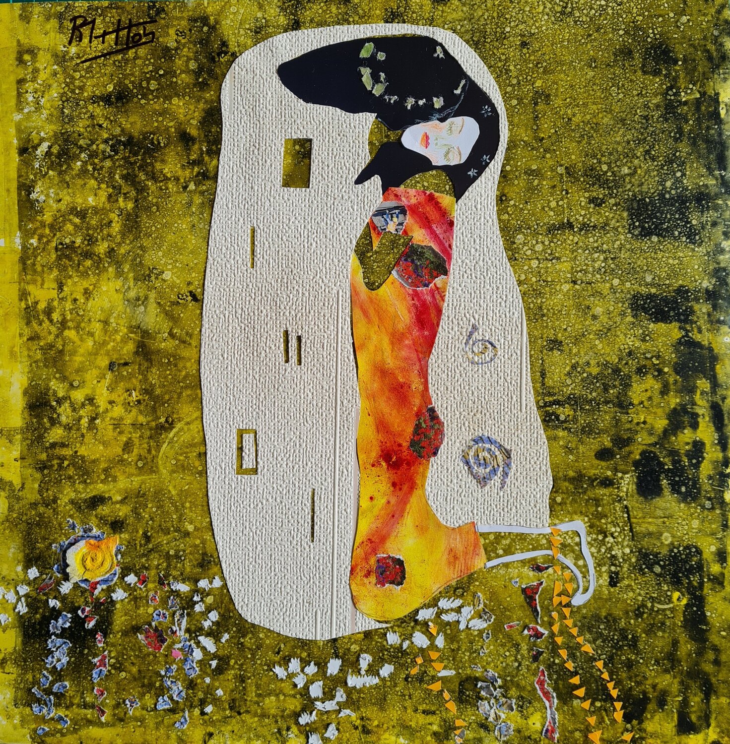 Homenaje a "EL BESO" de Klimt 22 02 Rosario De Mattos Werk auf Papier zu verkaufen