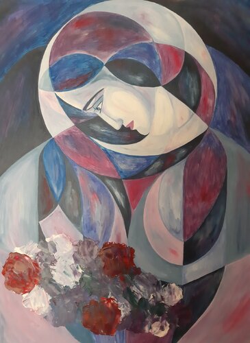 Frau mit Blumen van Edith Stütz, Schilderij te koop op Singulart