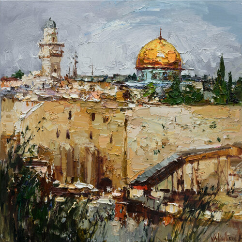 Western Wall and Dome of the Rock in Jerusalem, Israel par Anastasiya Valiulina, Peinture en vente sur Singulart