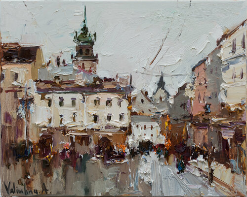 Lviv. Original oil painting city of Lviv par Anastasiya Valiulina, Peinture en vente sur Singulart