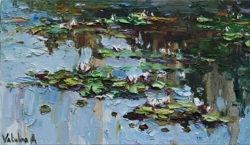 White water Lilies - Original Oil painting di Anastasiya Valiulina, Pittura in vendita su Singulart