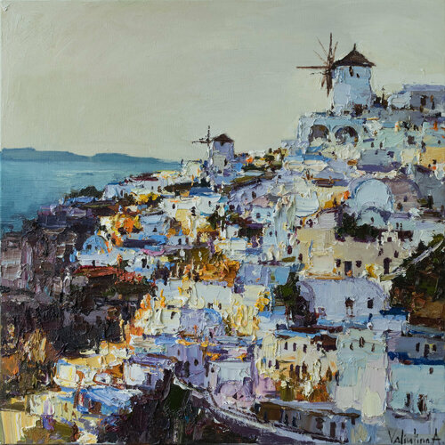 Santorini, Greece - Original landscape painting par Anastasiya Valiulina, Peinture en vente sur Singulart