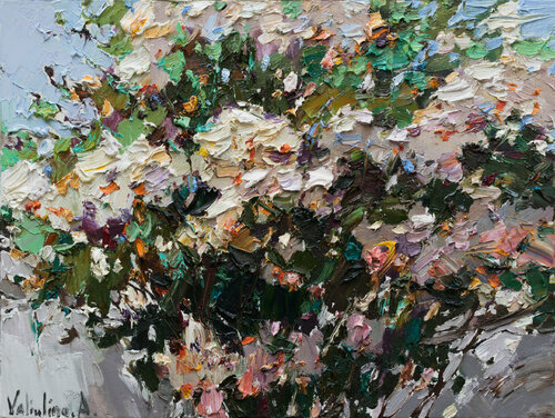 Summer  roses Impasto  oil painting di Anastasiya Valiulina, Pittura in vendita su Singulart