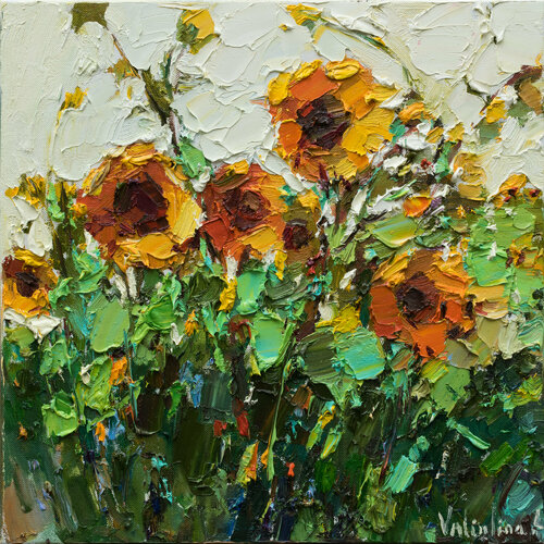 Sunflowers  Original Impasto Oil painting di Anastasiya Valiulina, Pittura in vendita su Singulart