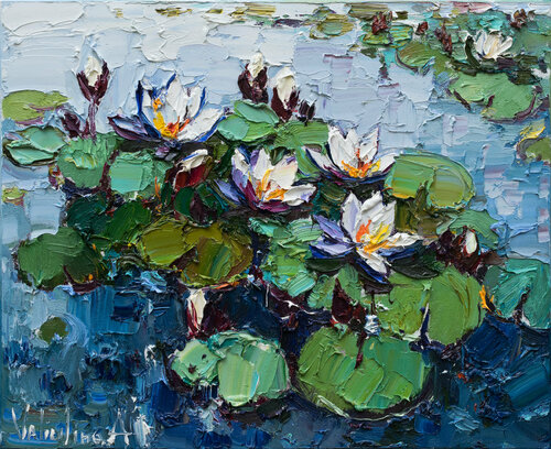 Water lily -  Original Oil painting di Anastasiya Valiulina, Pittura in vendita su Singulart